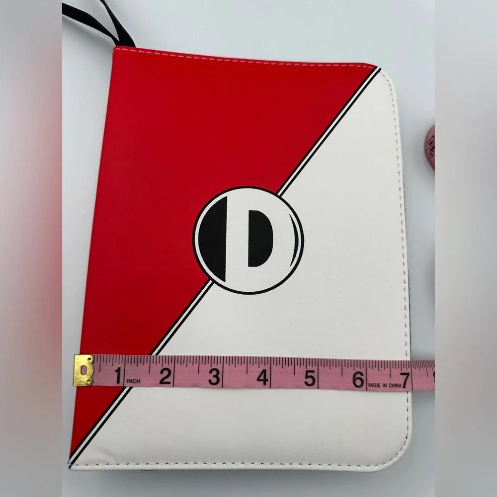 D DACCKIT Red And White Trading Card Zip Binder With Inserts